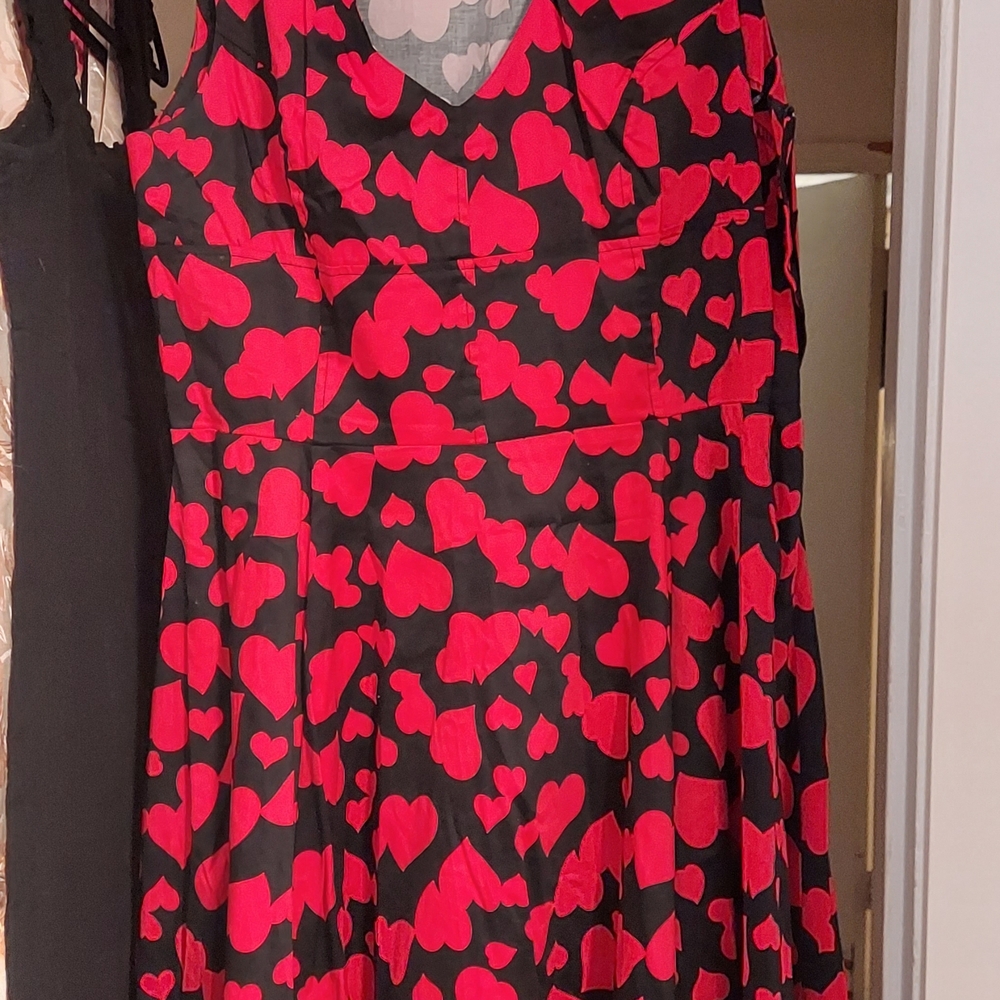 Vintage Red Heart Pattern High Low Dress
